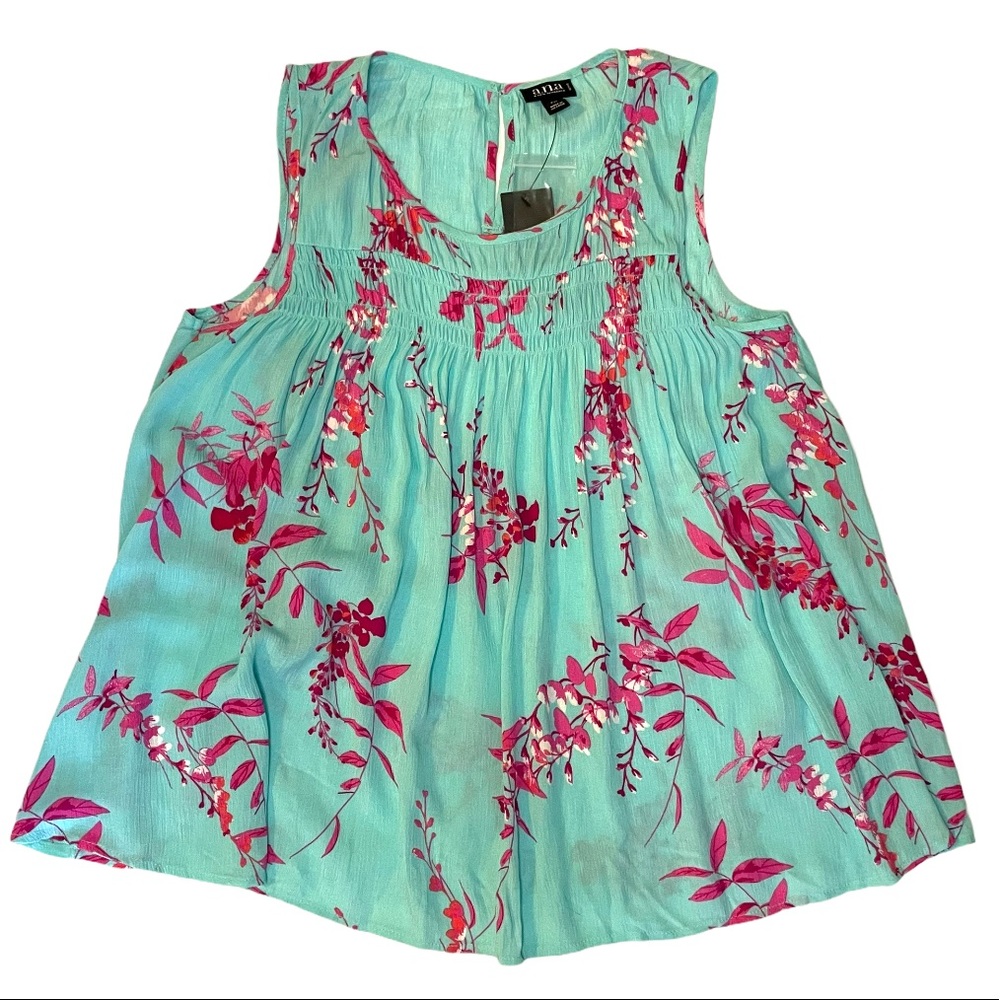 A.N.A Floral SLEEVELESS TOP SZ M